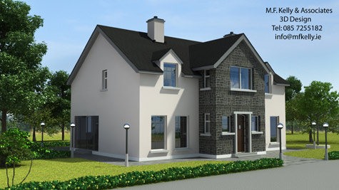 MF Kelly 3D House Front View Day